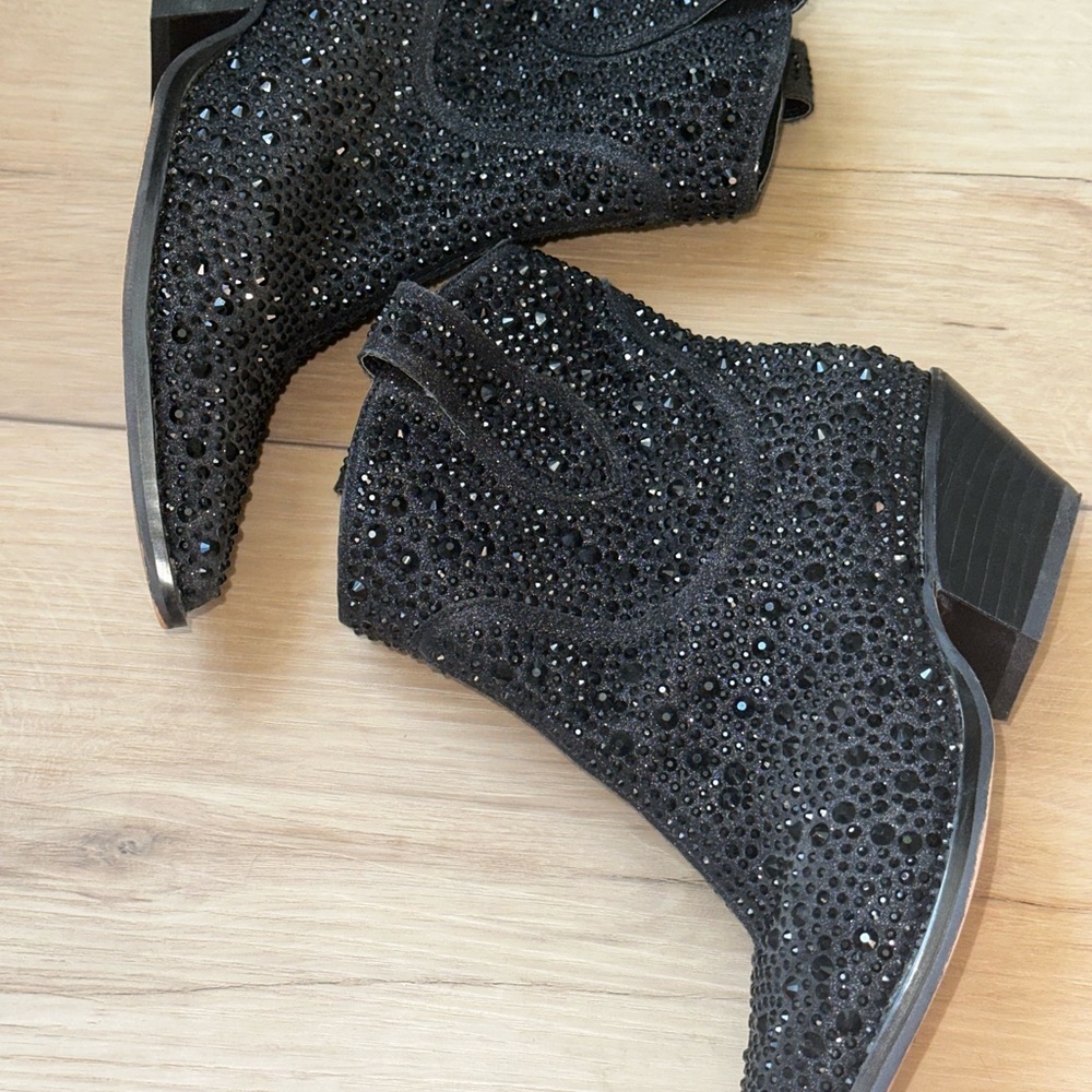 Jessica Simpson black rhinestone booties size 6 - Picture 11 of 12